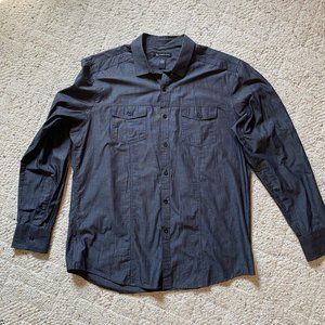 INC International Concepts Charcoal Gray Button-Up Shirt, Large
